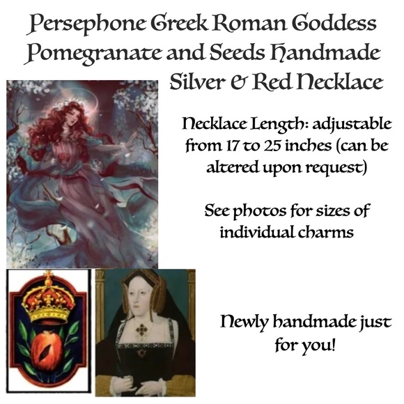 Persephone Greek Roman Goddess Pomegranate and Seeds Handmade Silver Necklace - Picture 15 of 16